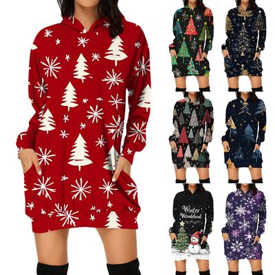 Женская мода свободный повседневный карман с длинным рукавом толстовка с принтом свитшот