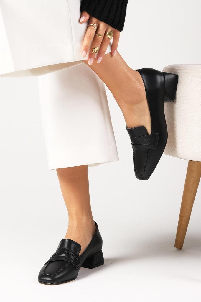 Женские модные туфли-лодочки черного цвета, туфли на низком каблуке с тупым носком