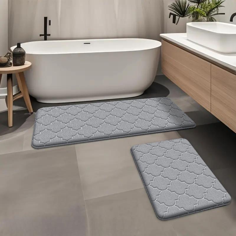 2pcs Thickened Long Absorbent Bathtub Mat Bathroom Dirt-resistant Non-slip Soft Floor Mat Toilet Door Mat Entrance Mat