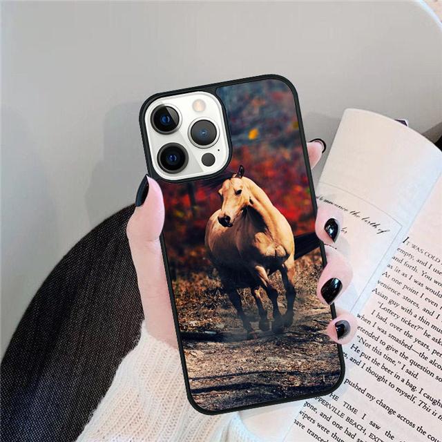 Черный Сильный Красивый Конь Жеребец Чехол Для iPhone 17 Air 15 16 14 13 12 Pro Max 11 Pro Max Plus Чехол Для Телефона Coque