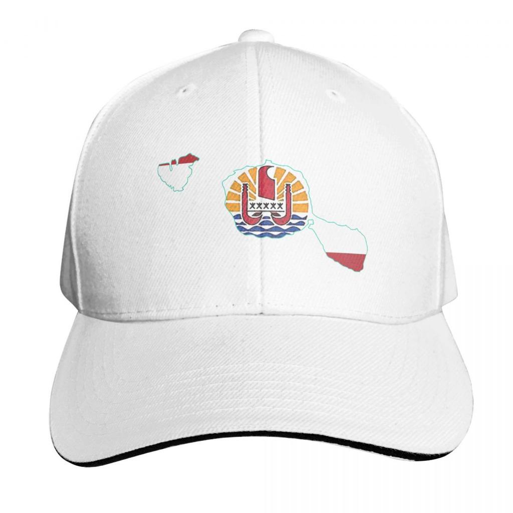 Tahiti Map with Tahitian Flag Baseball Cap Streetwear Golf Wear Bobble Hat designer cap Unisexs Baseball Womens