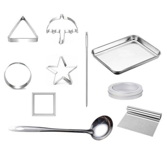 6 шт. корейских инструментов для приготовления сладостей, формочки для печенья из нержавеющей стали, набор для игры в сахар с кальмарами, зонтик, треугольник, звезда, формы для выпечки тортов для вечеринки