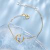 FANCIME K18 Gold Diamond Bracelet Crescent Moon Star Moon Viewing Rabbit 18K Gold Birthday Anniversary Day Christmas Present Gift Wrapped Women's