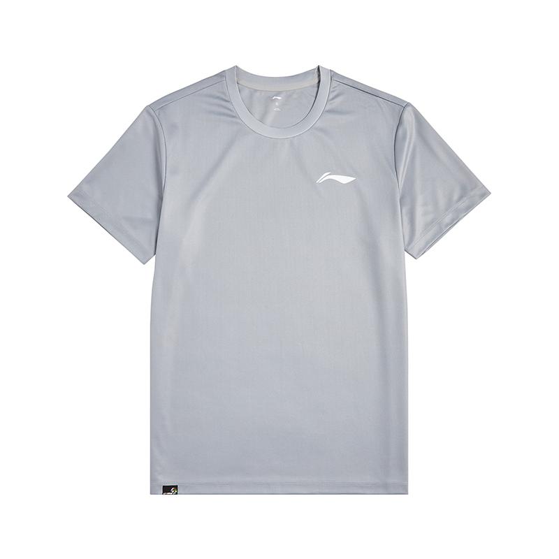 Li-Ning Модная Простая Футболка с Логотипом Бренда Универсальная Повседневная Дышащая Удобная Спортивная с Коротким Рукавом Унисекс Футболки Рок-Серый ATSV677-4