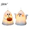 Porch Patio Ambient Illumination Halloween Ghost Flameless Candle, Cute Holding BOO Letter Tealight, Wireless Flickering Candle Lamps Battery Operated