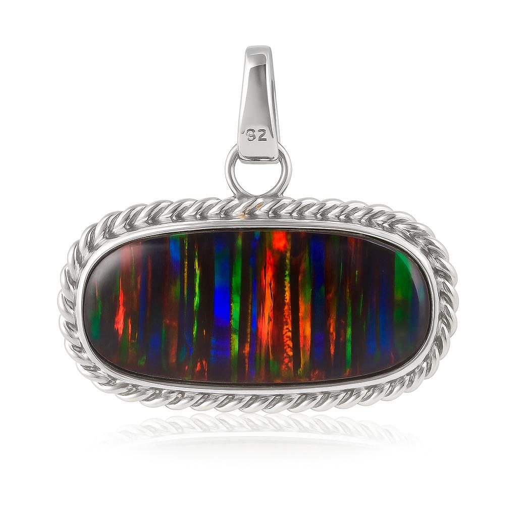 Extremely Rare Natural Opal 30 Ct Oval 925 Sterling Silver Pendant