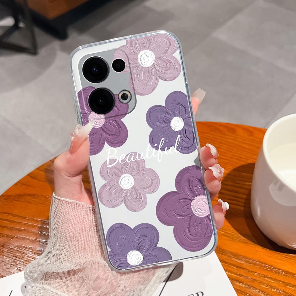 Чехлы для телефона Oppo Reno 13 Pro Повседневный Цветочный Прозрачная Задняя Крышка Для Oppo Reno13 Pro 13Pro 5G Мягкий Тонкий Защита от Падений Корпус