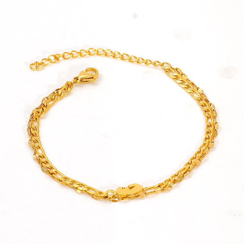 Новый простой и модный двухслойный наборный браслет для ног из титановой стали с геометрическим узором для женщин