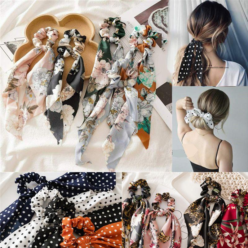 Универсальный цветочный бант для волос, резинка-скранчи, шарф с шикарной богемной эластичной лентой для волос, лента