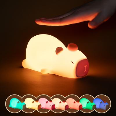 Милый мультяшный силиконовый светодиодный ночник Capybara USB перезаряжаемый затемняющий ночной светильник для детской комнаты декор подарок на день рождения