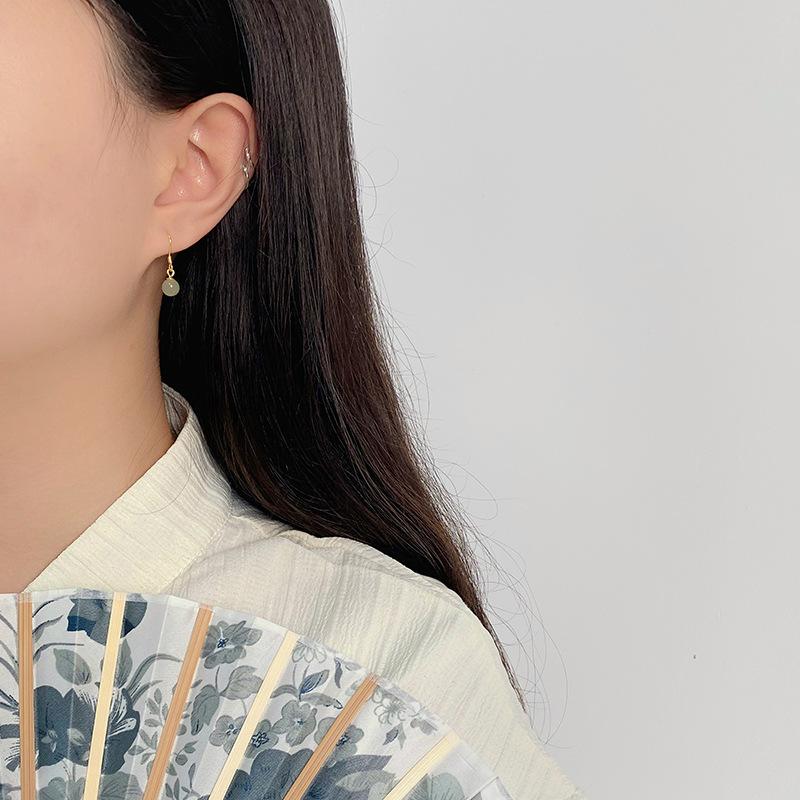 Новые китайские серьги-крючки Hetian Jade для женщин в стиле ретро для девочек в китайском стиле, новые украшения для ушей