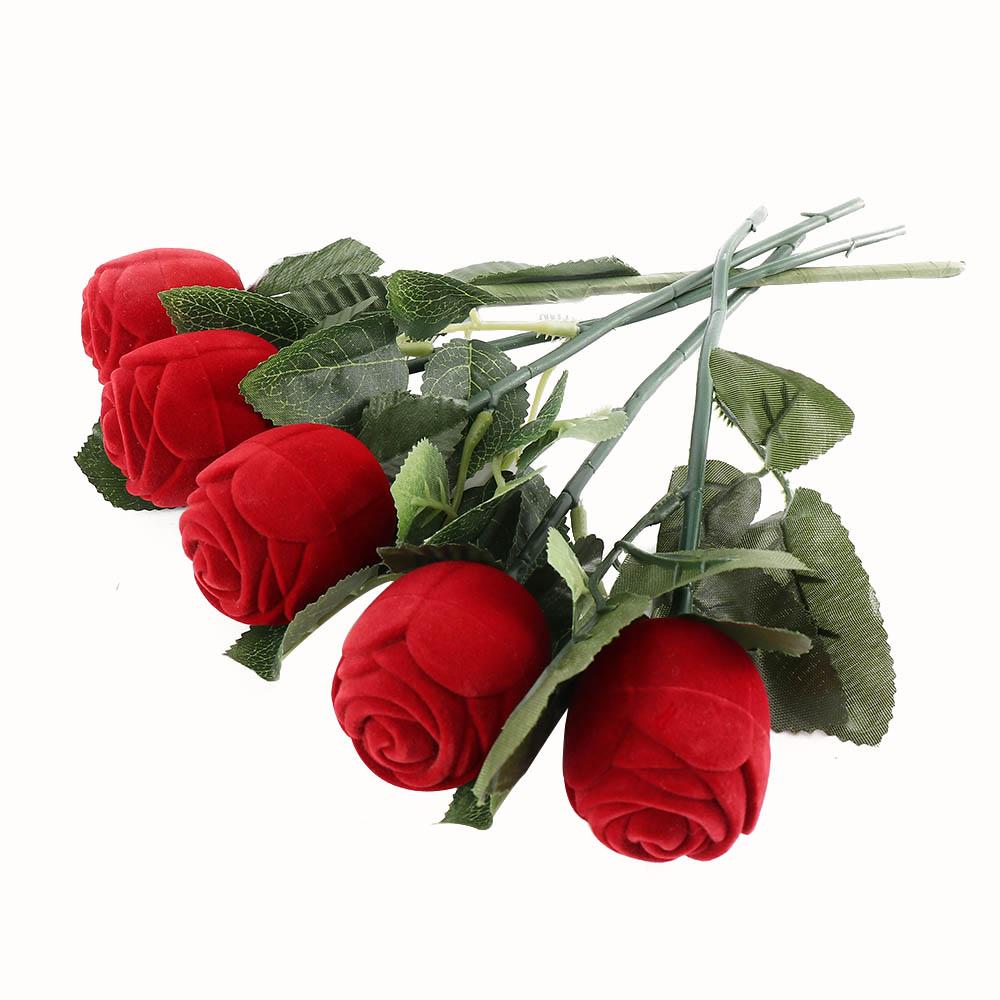 Romantic Delicate Pendant Necklace Flower Storage Display Red Wedding Velvet Gift Jewelry Rose Ring
