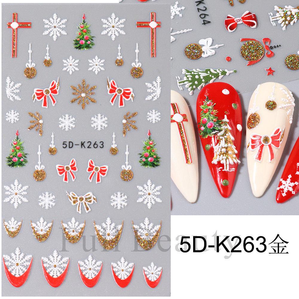 Christmas X Max Snow Manicure Decor Sliders Relief Engraved 5D Embossed Nail Stickers Nail Art Sticker Decal