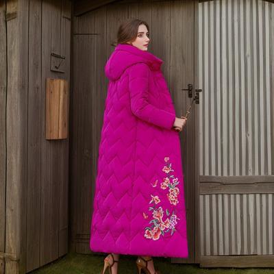 Винтажное вышитое хлопковое пальто средней длины в китайском стиле с широким кроем