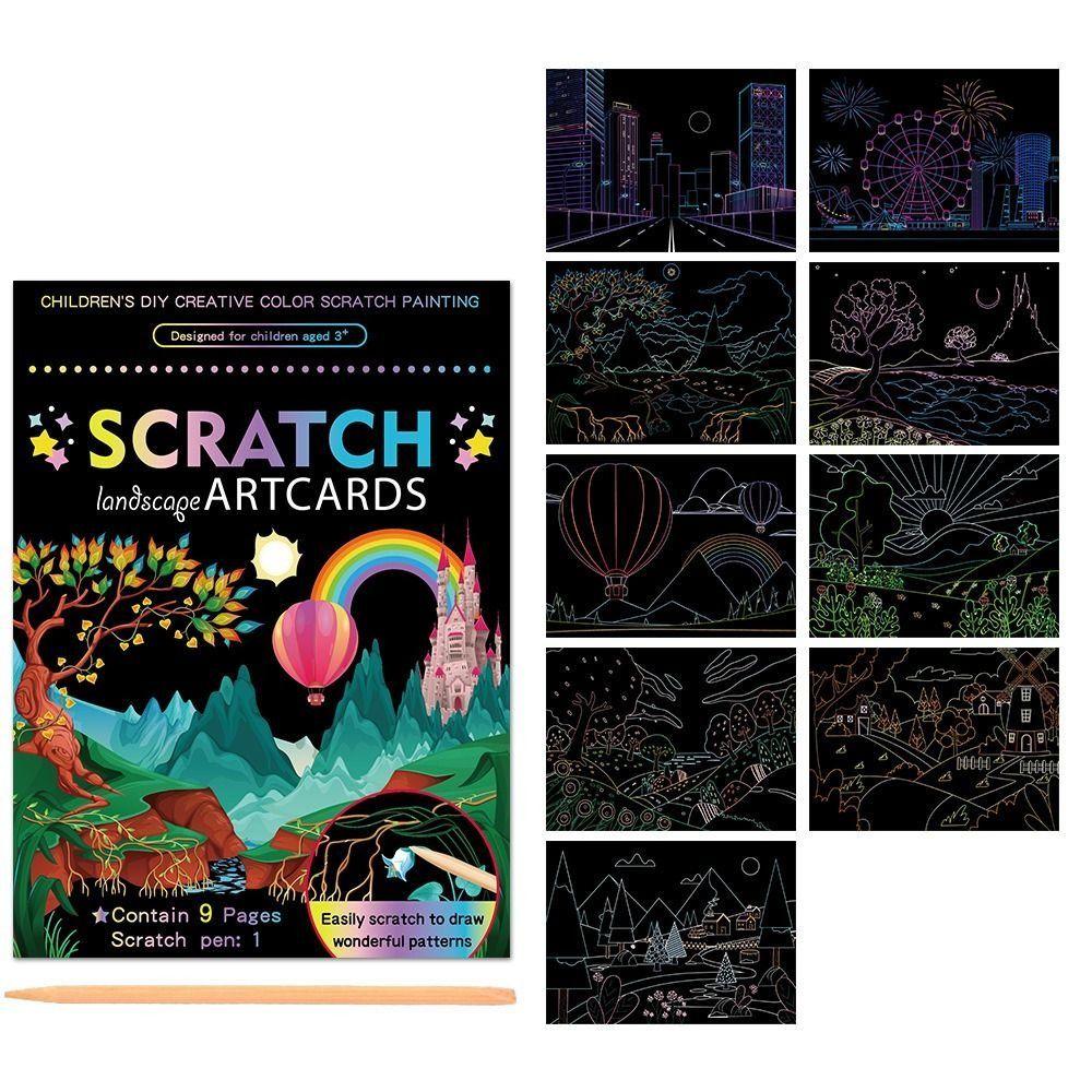 Dinosaur Drawing Board Scratching Card Paper Scratch Art Painting Paper Card Kit Art Painting Paper