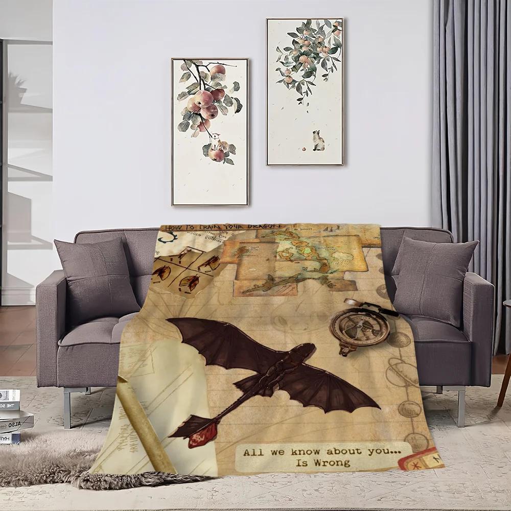 H-Как T-Тренировать Y-Вашего D-Дракона Skicomfort Теплое Мягкое Домашнее Детское Одеяло для Ланча Подходит для Гостиной Офиса Ежедневных Поездок Подарки