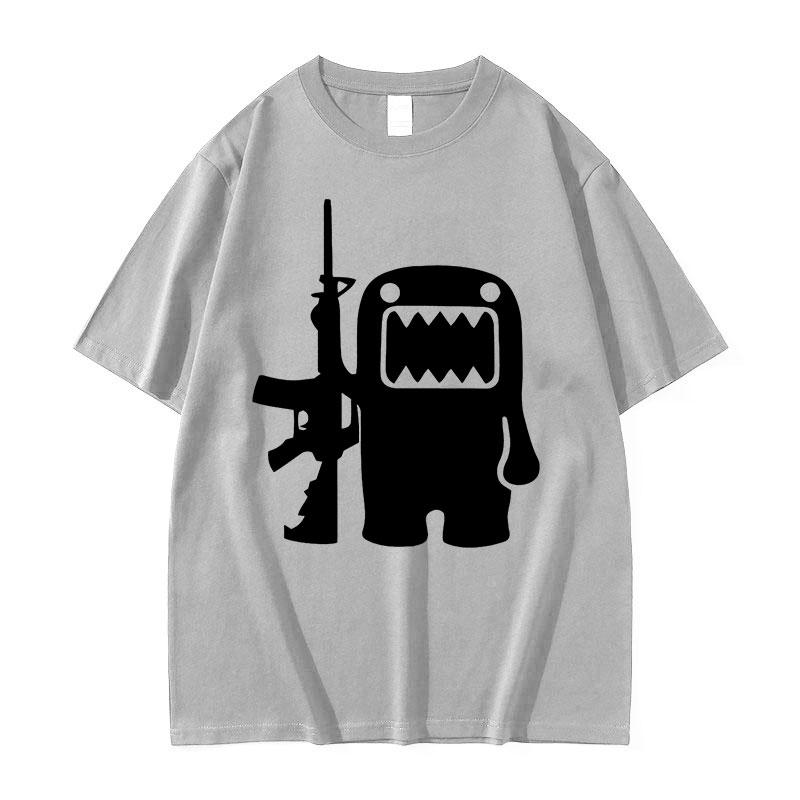 Смешная футболка с графическим принтом Domo Kun AK47 в ретро-стиле для мужчин, с круглым вырезом, высококачественная модная футболка, мужская, 100% хлопок, оверсайз футболки, стритвир