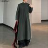 Men Long Sleeve Front Zip-up Solid Color Casual Loose Long Tunic Tops