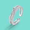 Genuine 925 Sterling Silver Ring for Women CZ Zircon Open Ring Charm Jewelry Wedding Ring Adjustable