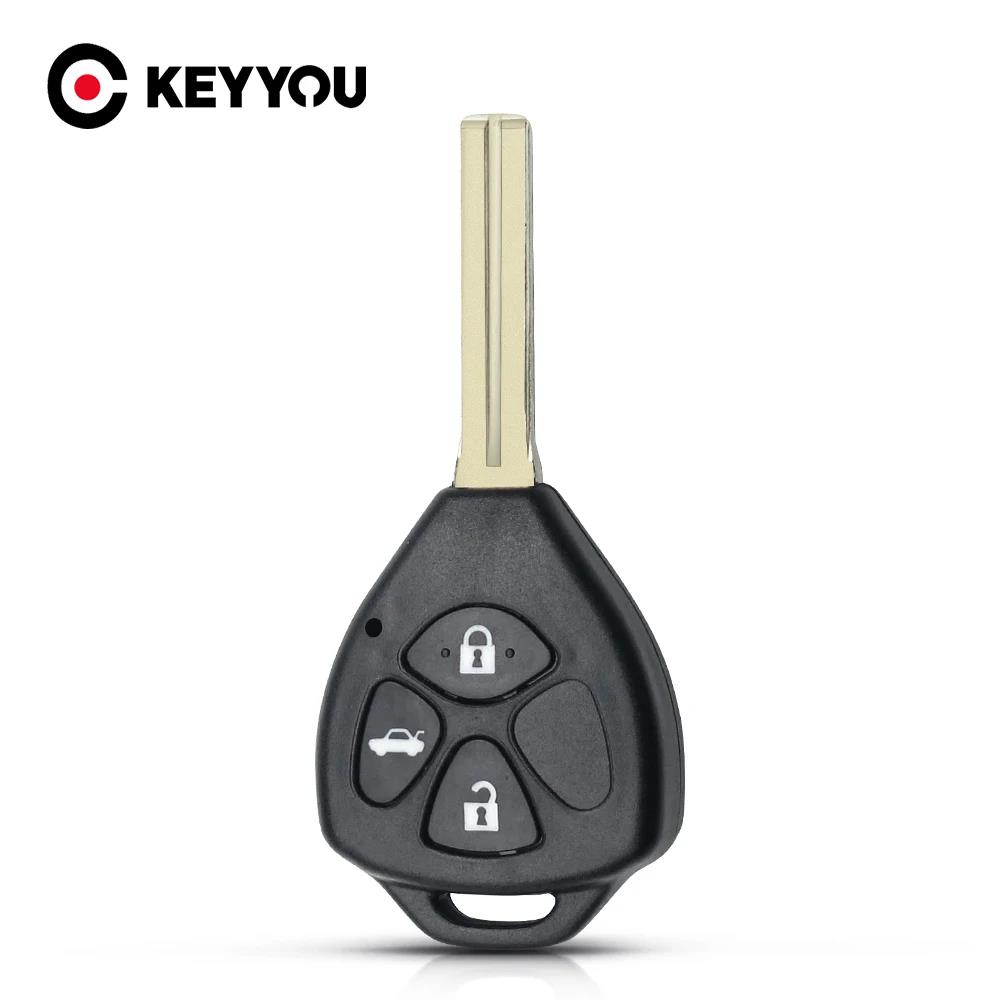 KEYYOU Replacement 3 Button Remote Car Key Shell Case Fob For Toyota Crown Entry Key Case Housing TOY43 /TOY48 Uncut Blade