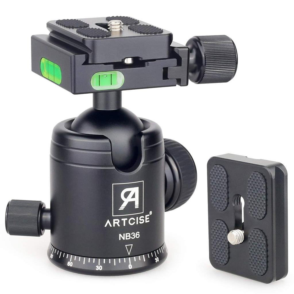 Ball Head 36mm Ball Head Lightweight Aluminum Alloy CNC Machined 360 Degree Rotation Panoramic Photography ARTCISE Maximum Load Capacity 15kg Mounting