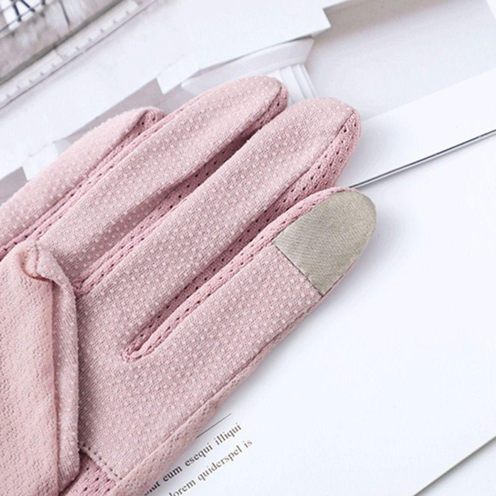 Non-slip Female Sunscreen Gloves Full Finger Cycling Gloves New Ice Silk Gloves Summer