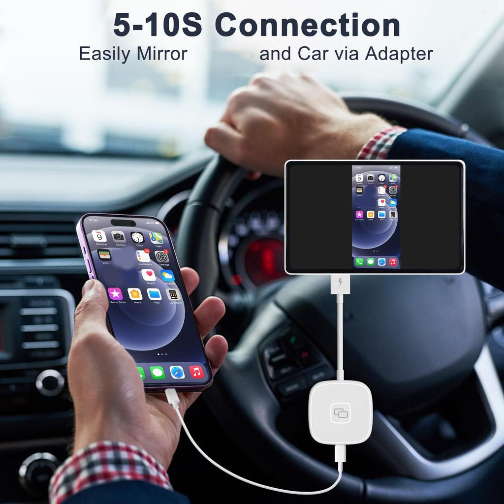 Wired Carplay Mirroring Dongle Smooth Play Smart Adaptive Plug and Play for IOS Devices Carplay Mirroring (Square)