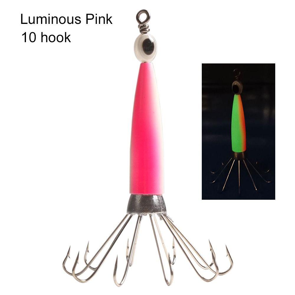 Luminous Jigs Angling Squid Hook with fish eyes Octopus Bait Fishing Tackle Wood Shrimp Lures