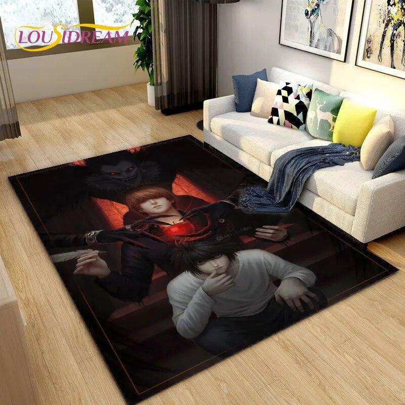 Большой ковер в стиле аниме Death Note, коврик для гостиной, дивана, детской комнаты, кухонный коврик для ванной комнаты, мягкий нескользящий напольный коврик