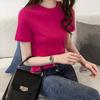 Женская свободная футболка для женщин, летняя корейская новая тонкая однотонная женская футболка