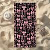 Cute Pink Bow Tie Heart Print Black Background Beach Towel Quick Dry Sand Free Towel for Girls Women Beach Pool Travel