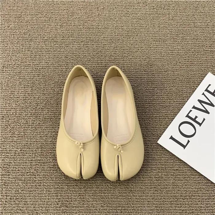 Японский стиль2025Обувь женская удобная кожаная балетки с разрезом на носке, лоферы женские джинсы Мэри мокасины женские балетки