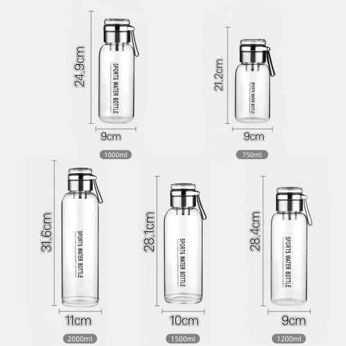 BDHD 750 мл Стеклянная бутылка для воды, Стекло с высоким содержанием бора и кремния, Прямое питье, Герметичная, Портативная, Прозрачная, с ситечком для кофе и чая, Идеально