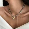 PuRui Fashion Copper Color Irregular CCB Beads Heart Pendant Necklace Women Elegant Noble Qi Alloy Clavicle Chain Party Zircon