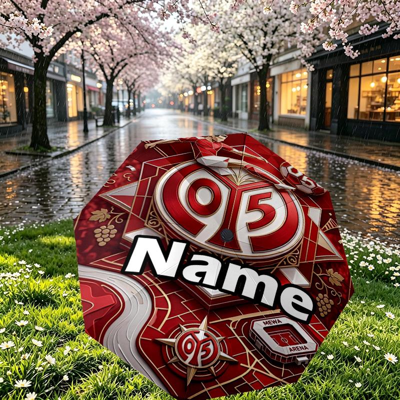 Custom Name Personalized 05 1FSV Mainz 05 Print Umbrella, Auto Open Close, 8‑Rib Sturdy Frame, Commute Camping Hiking Use, Birthday Gift