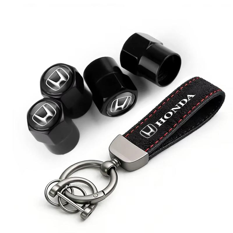 Car Tire Wheel Valve Caps Cover Suede Auto Key Ring Keychain For Honda Civic Fit Jazz Accord Pilot CRV Odyssey Passport City Shu AQVBN1