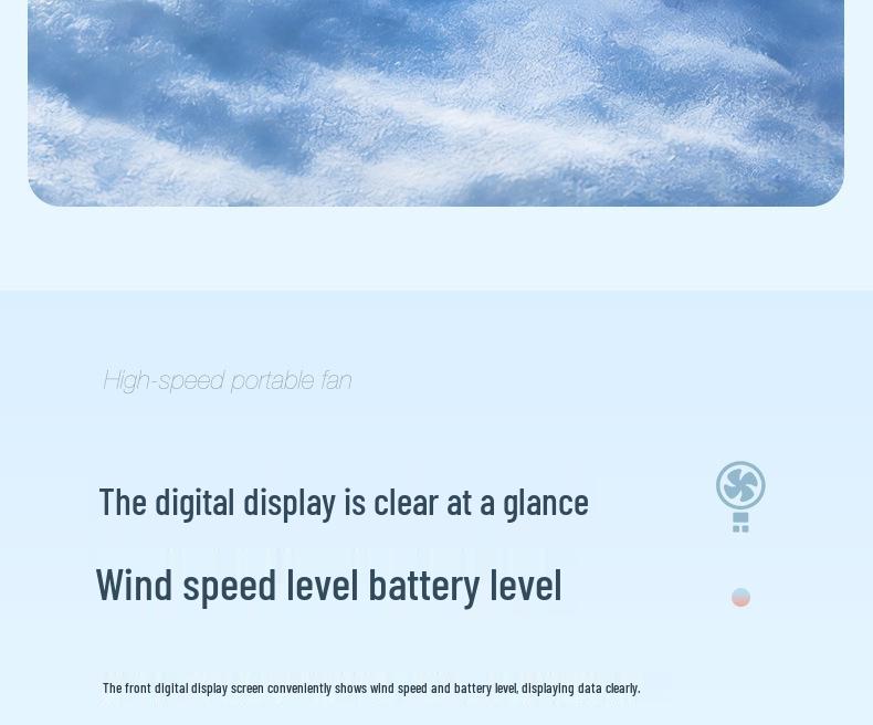 Portable Rechargeable Mini Fan with Digital Display - High-Speed Turbine for Office and Desktop Use