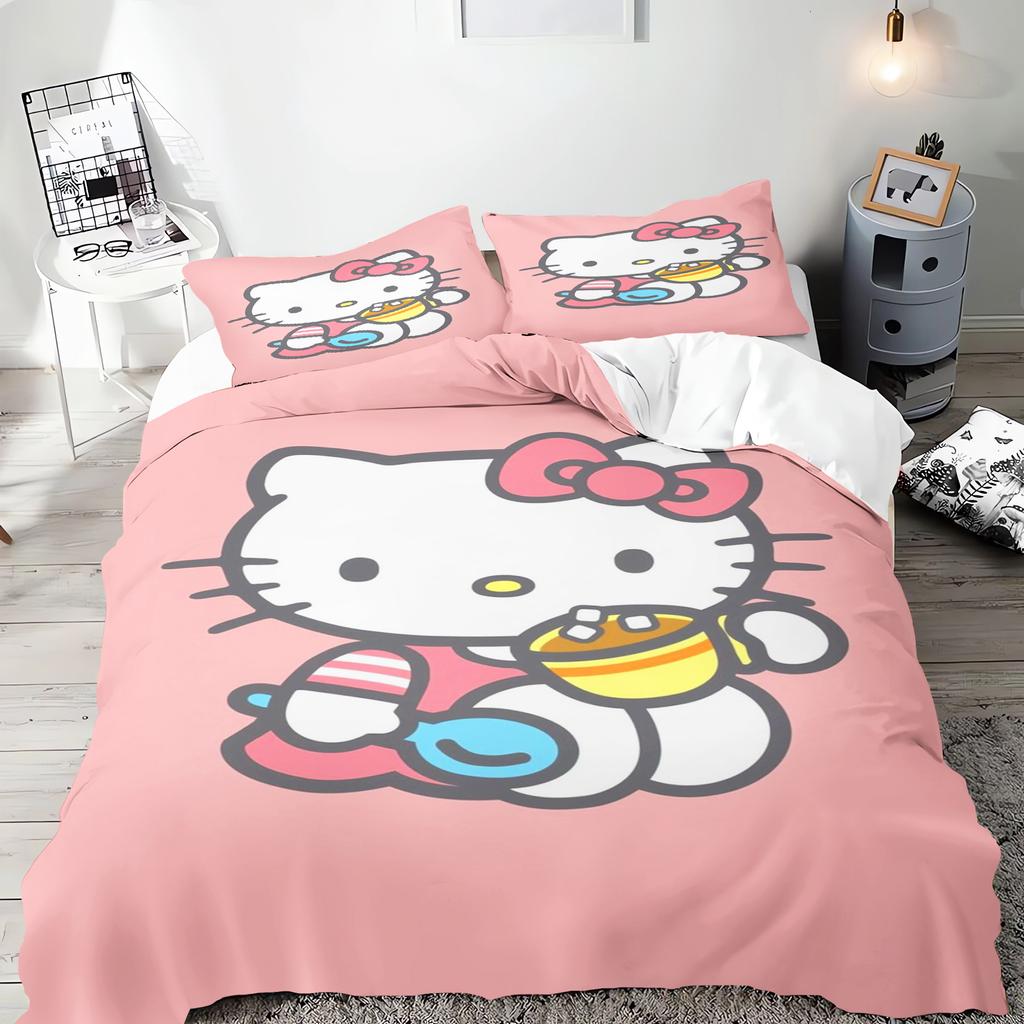 Набор пододеяльников Hello Kitty Розовый Милый Мультяшный Кот Принт Мягкий Комплект Постельного Белья 2/3 шт. Для Детской Спальни
