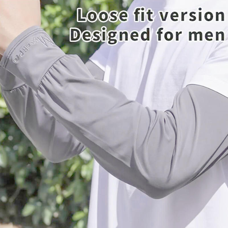 Мужские свободные рукава из ледяного шелка, охлаждающие нарукавники - Дышащие, быстросохнущие рукава для защиты от УФ-лучей для занятий спортом на открытом воздухе