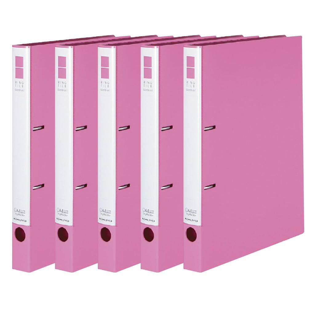 KOKUYO File Ring File Slim A4 Vertical 220 Sheets Capacity 2 Holes Pink 5 Book Set F-URF430PX5