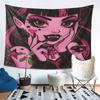 VIKAMA Dark Gothic Girl Tapestry Sweet Cool Manga Style Home Decoration Interior Atmosphere Wall Hanging Art