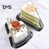 50Pcs Disposable Cake Box Anti-slip Texture Transparent Lid Waterproof Oilproof PET Moon Cake Tray Triangular Mousse Cake Packing Box