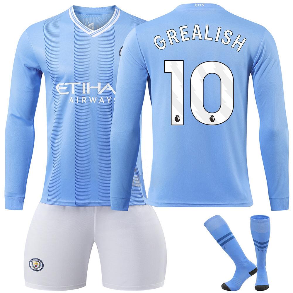 2324 Manchester City football jersey, long-sleeved suit, training jersey, club team jersey, appearance jersey, fan version, quick-drying.