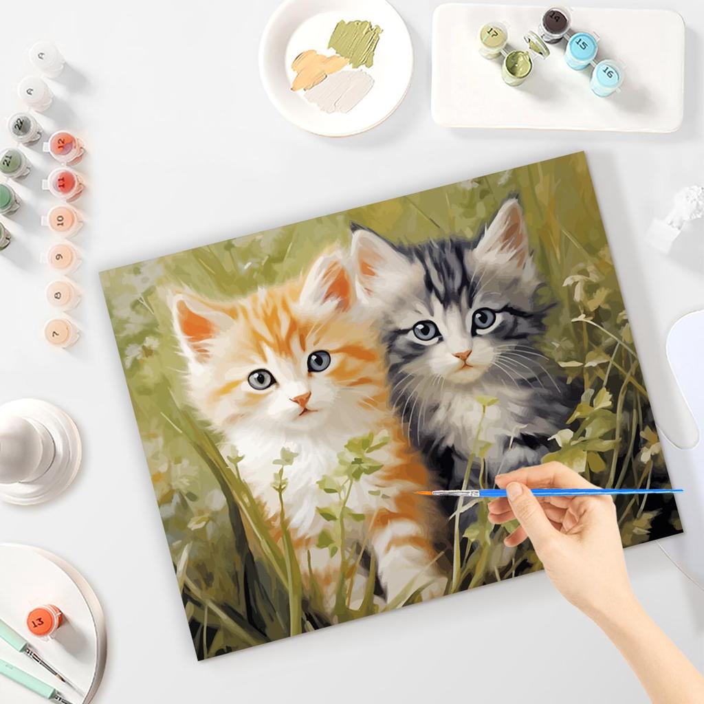 Рамка Кот Картина по номерам для взрослых Наборы для поделок Ручная роспись животных на холсте Картина Рисунок Раскраска по номерам Домашний декор 40x50 см
