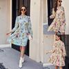 Весенне-осеннее женское платье с принтом, модные свободные платья для торта, платье с длинными рукавами