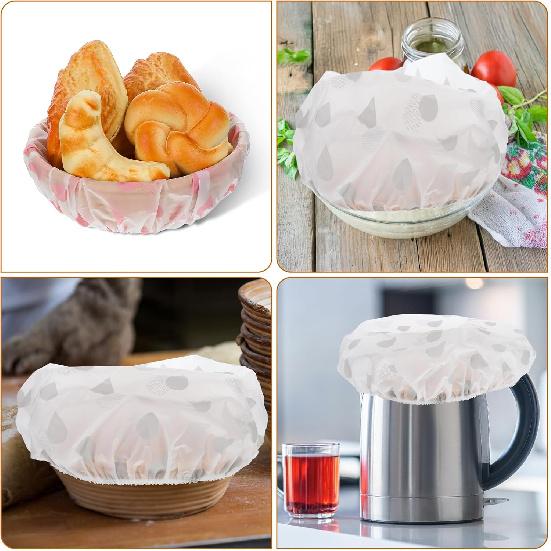 6PCS Reble Bowl Covers for Bread Proofing, Adjustable Elastic Bowl Covers EVA Bread Proofing Cover Food Storage 10.6 Inch Stretchable Cover for