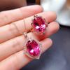 Luxury Red Tourmaline Gem Diamond Ring and Pendant Necklace Set for Women