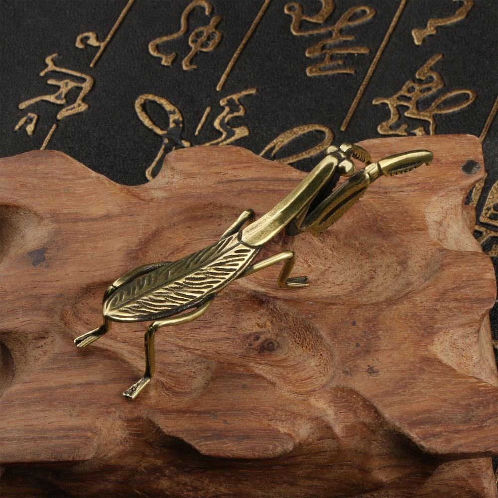 Brass Copper Mantis Statue Small Size Praying Mantis Sculpture Easter Art Collectible