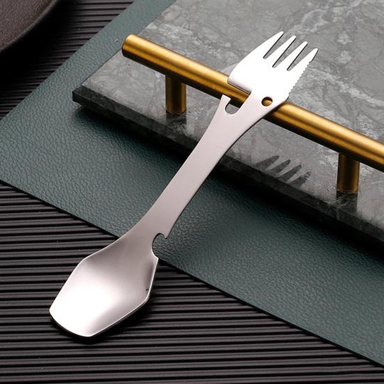 Ложка из нержавеющей стали, зеркальная поверхность, многоразовая пищевая креативная универсальная открывалка для бутылок, вилка, принадлежности для вечеринок