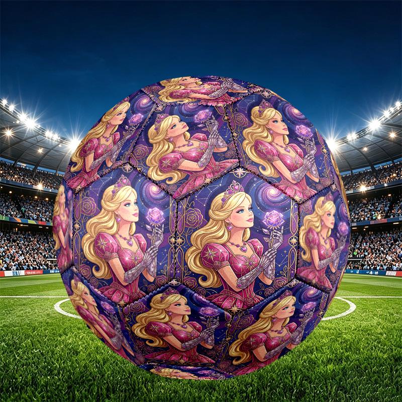 Barbie Print Size 5 Soccer Ball, PU Wear Resistant Football for Match Training and Daily Practice, Birthday Gift for Soccer Fans
